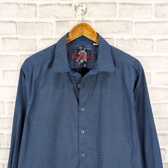Robert Graham Men's Classic Fit 2XL Button up Shirt blue geo cotton - Picture 3 of 5